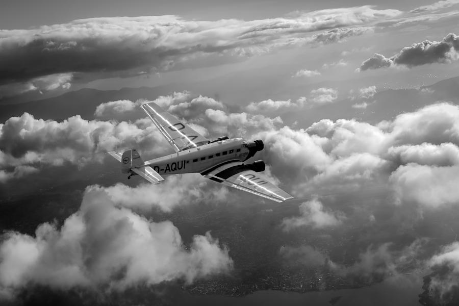 Airplane Photograph - Travel in an age of elegance black and white version by Gary Eason