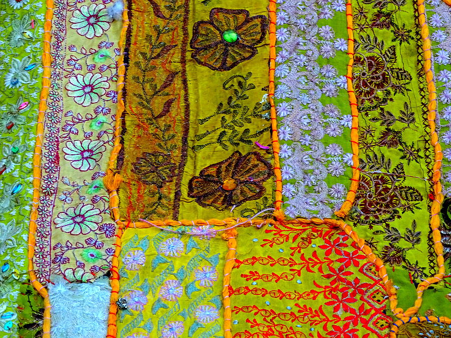 Fabric Photograph - Travel Shopping Colorful Tapestry 4 India Rajasthan by Sue Jacobi