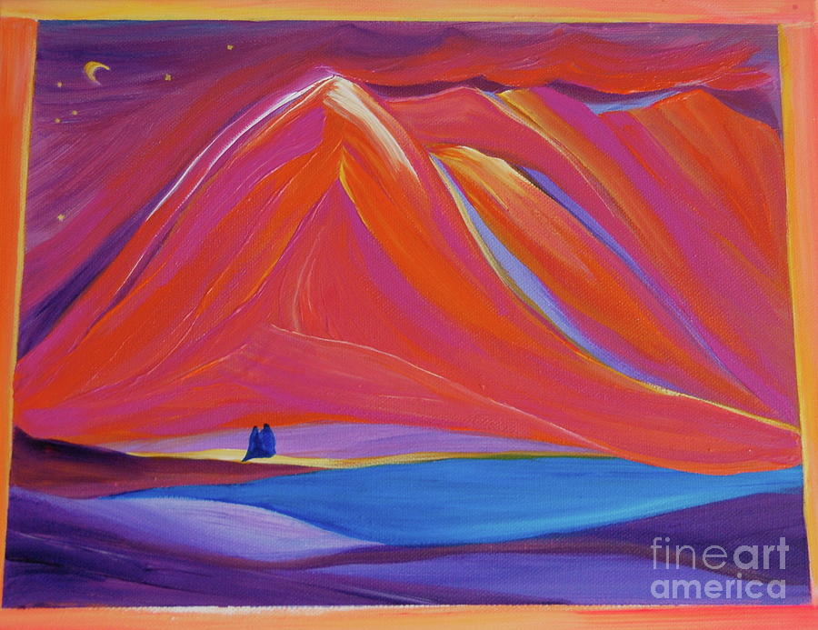 Travelers Pink Mountains Painting by First Star Art