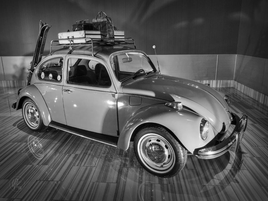 Car Photograph - Travellers Super Beetle 001 BW by Lance Vaughn