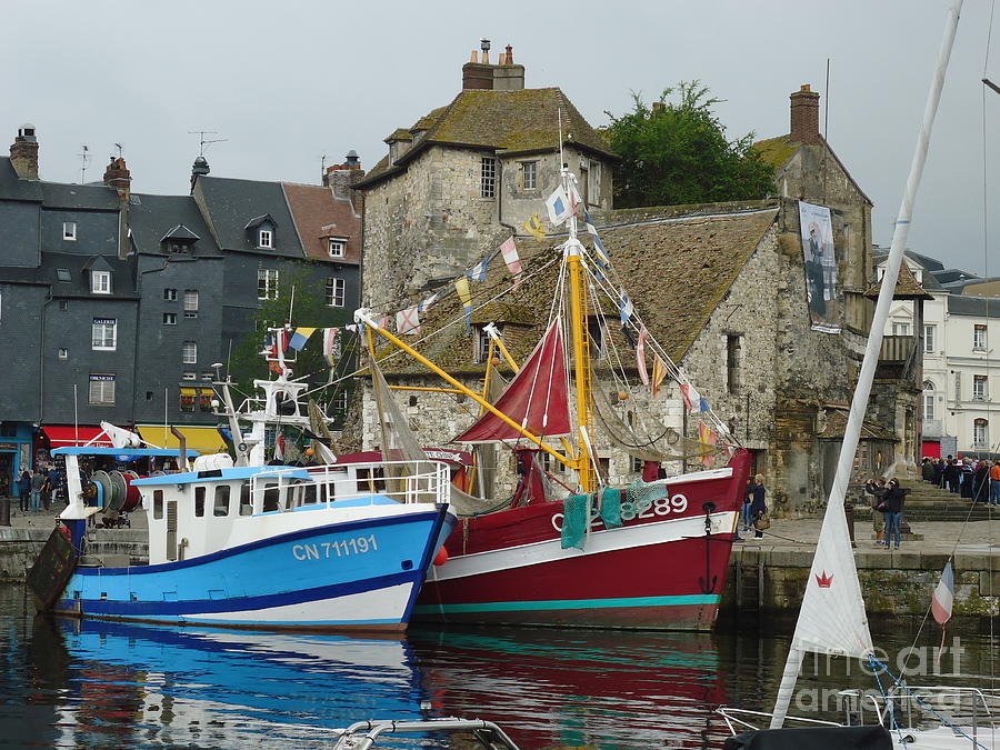 Architecture Photograph - Trawlers in Honfleur by Barbie Corbett-Newmin