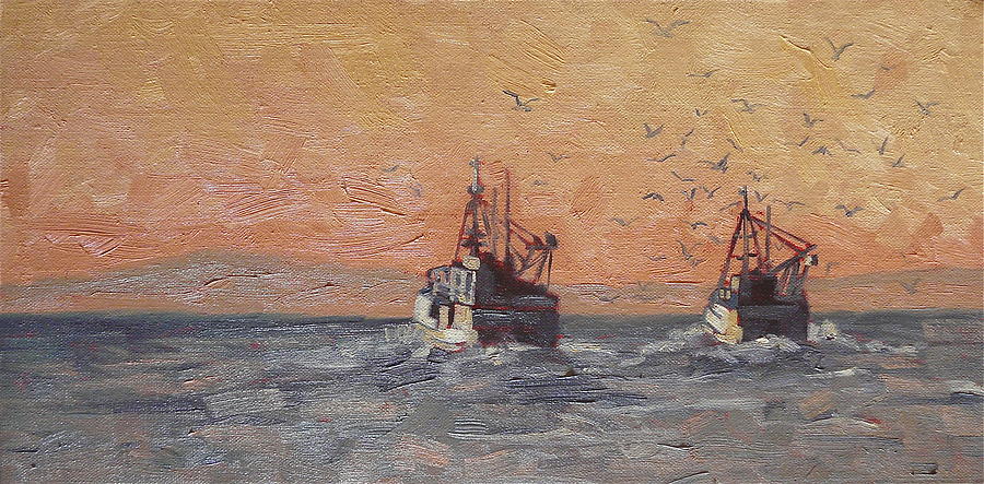 Trawlers Painting by Yvonne Ankerman