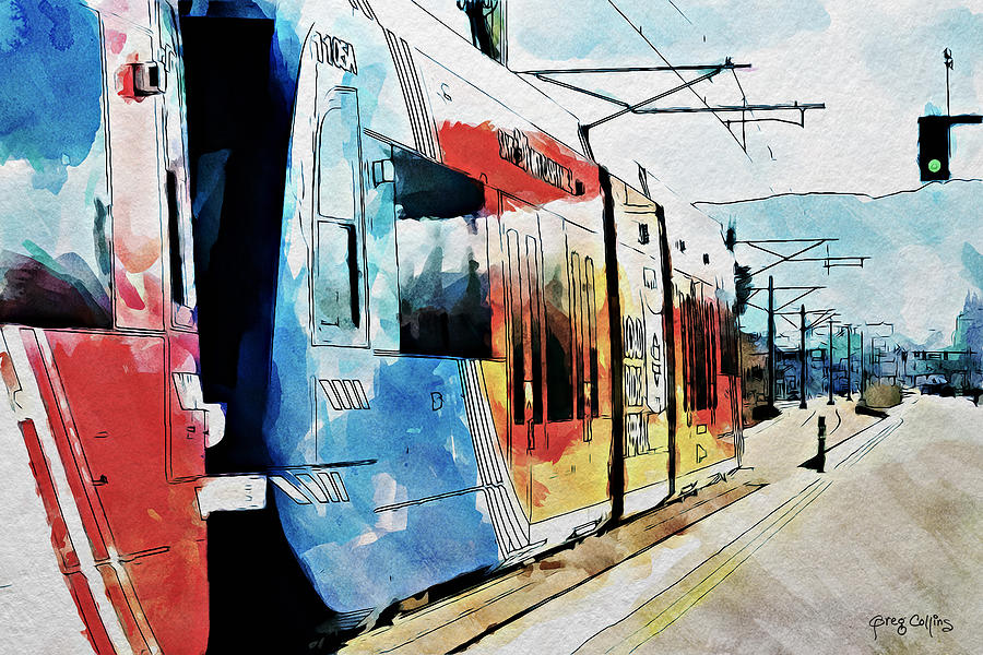 Salt Lake City Painting - Trax Green Line by Greg Collins