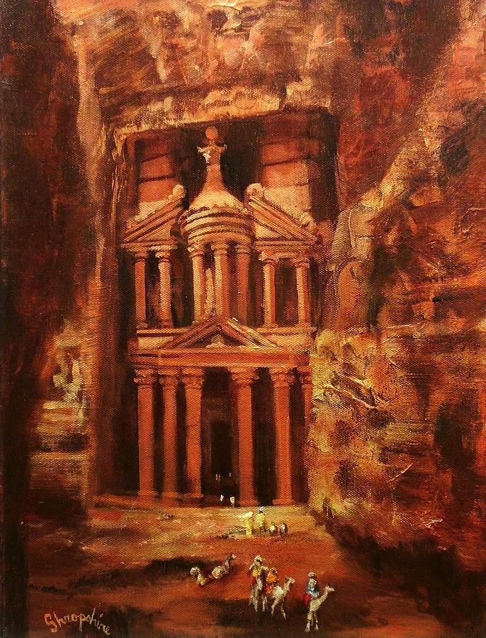 Treasury of Petra Painting by Tom Shropshire