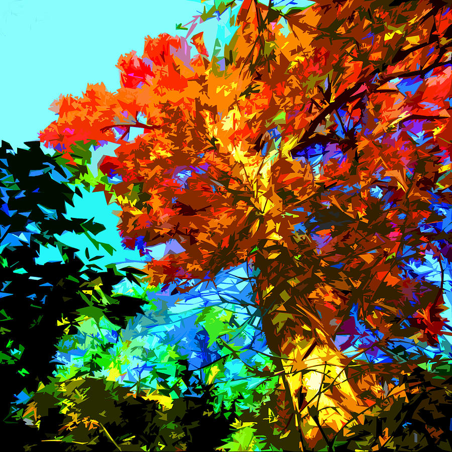 Tree Ablaze Digital Art by John Lautermilch