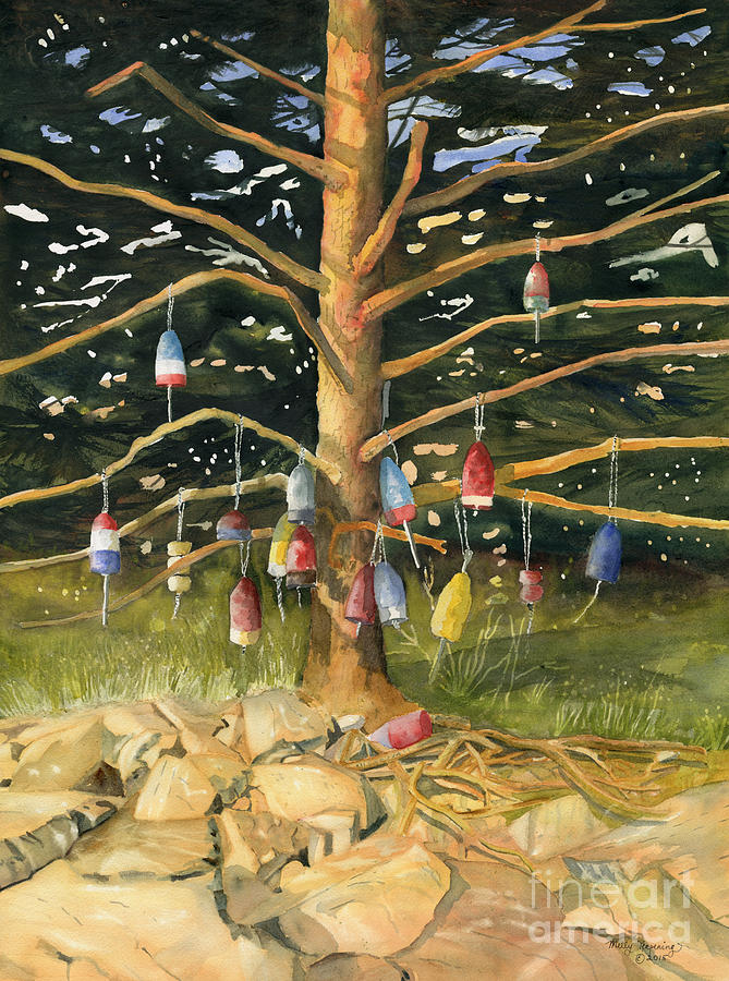 Tree and Hanging Buoy II Painting by Melly Terpening