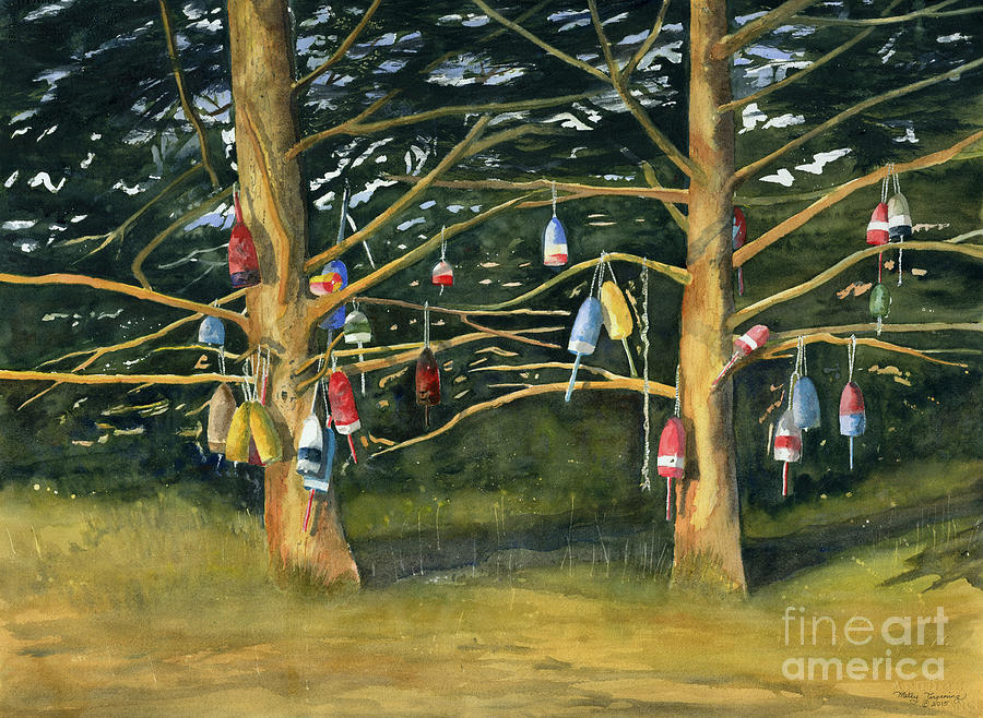 Tree and Hanging Buoy I Painting by Melly Terpening