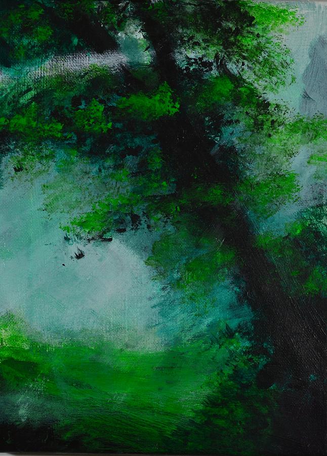 Tree and Mist Painting by P Dwain Morris