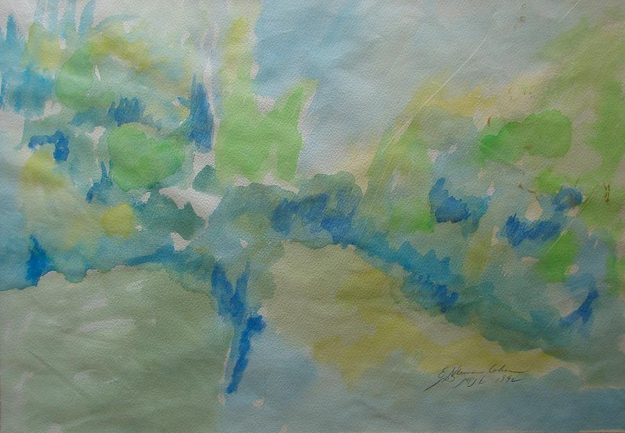 Tree and Water Impressions Jordan River Painting by Esther Newman-Cohen