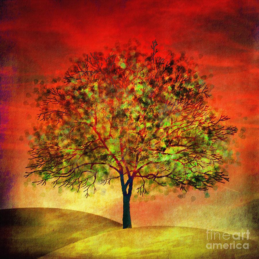 Tree at Sunset Digital Art by Klara Acel - Pixels