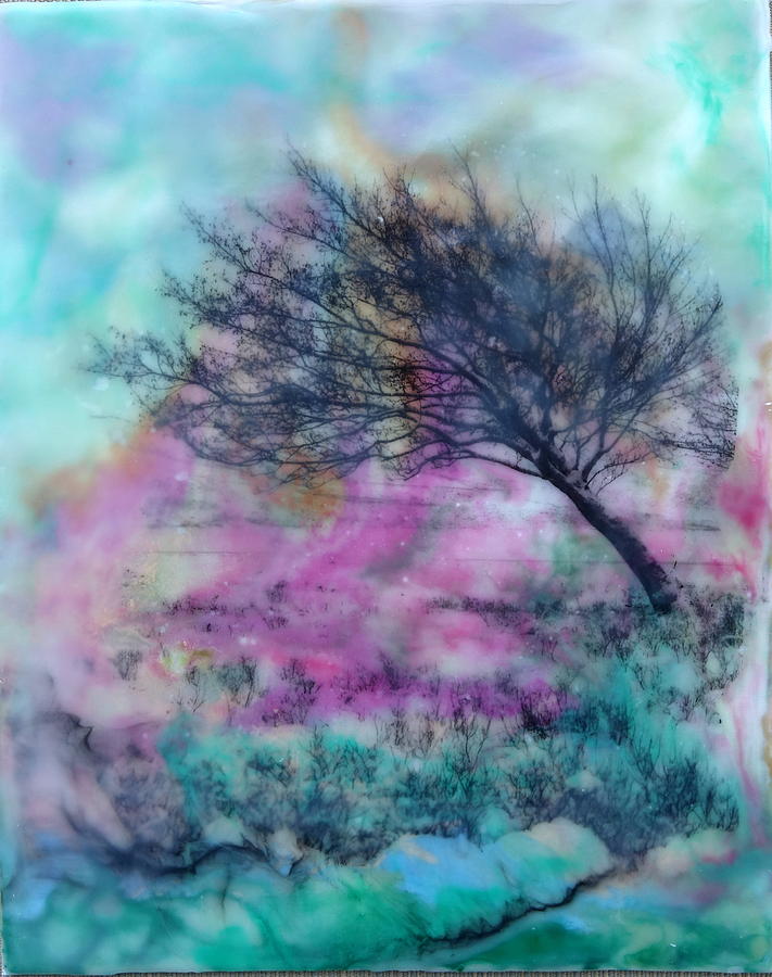 Tree at the oasis of En Gedi Painting by Rita Adams