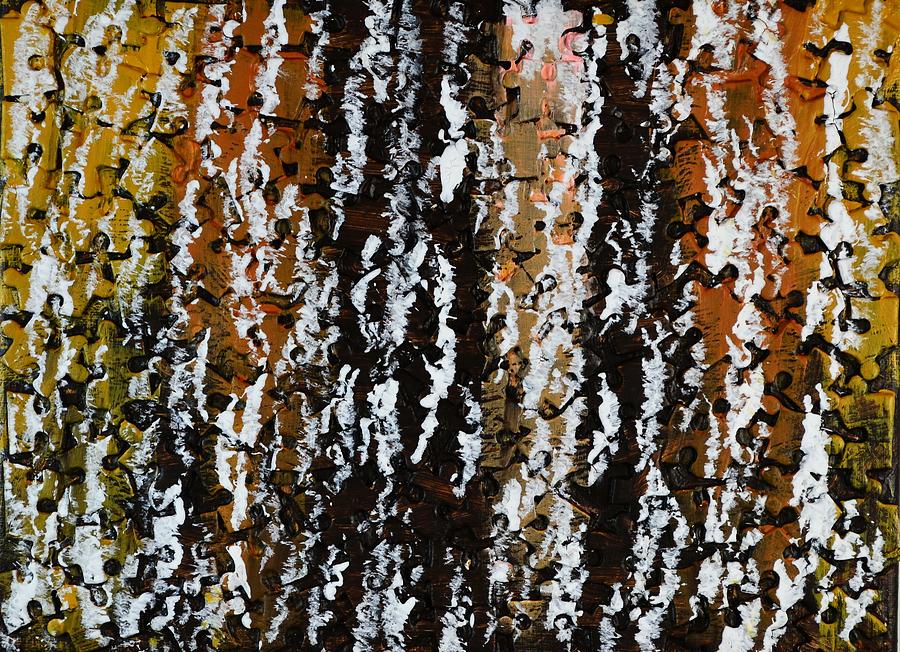 Tree Bark and snow  two Painting by P Dwain Morris