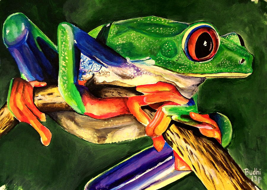 Tree Frog on Branch Painting by Budhi Blair - Fine Art America