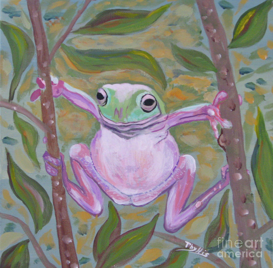 Tree Frog Painting by Phyllis Kaltenbach