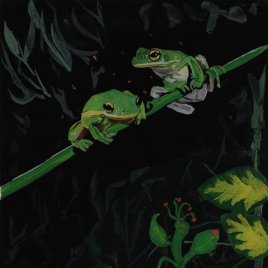 Tree frogs on branch Painting by David Moriarty | Fine Art America