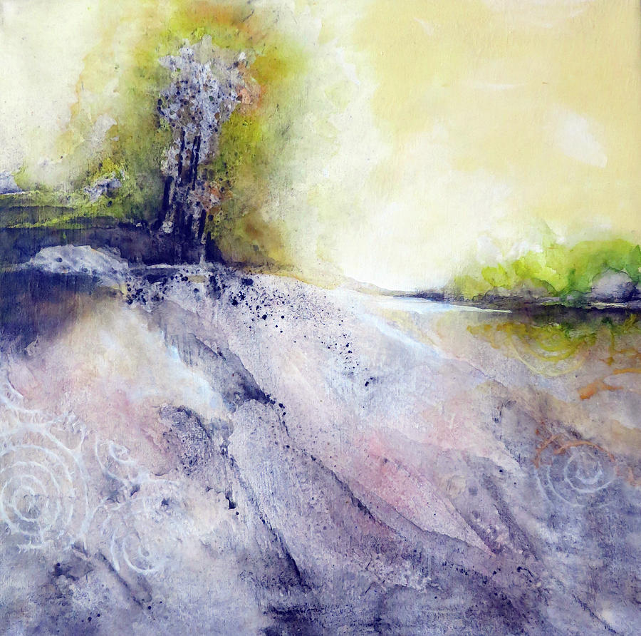 Tree Growing On Rocky Riverbank Painting by Ikon Ikon Images