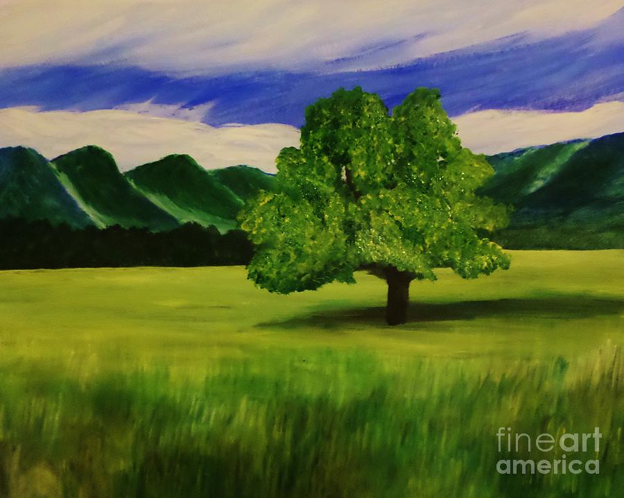 Tree in a Field Painting by Christy Saunders Church