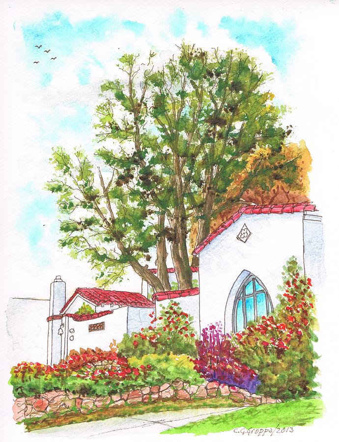 Tree in a white house - Westwood - California Painting by Carlos G Groppa