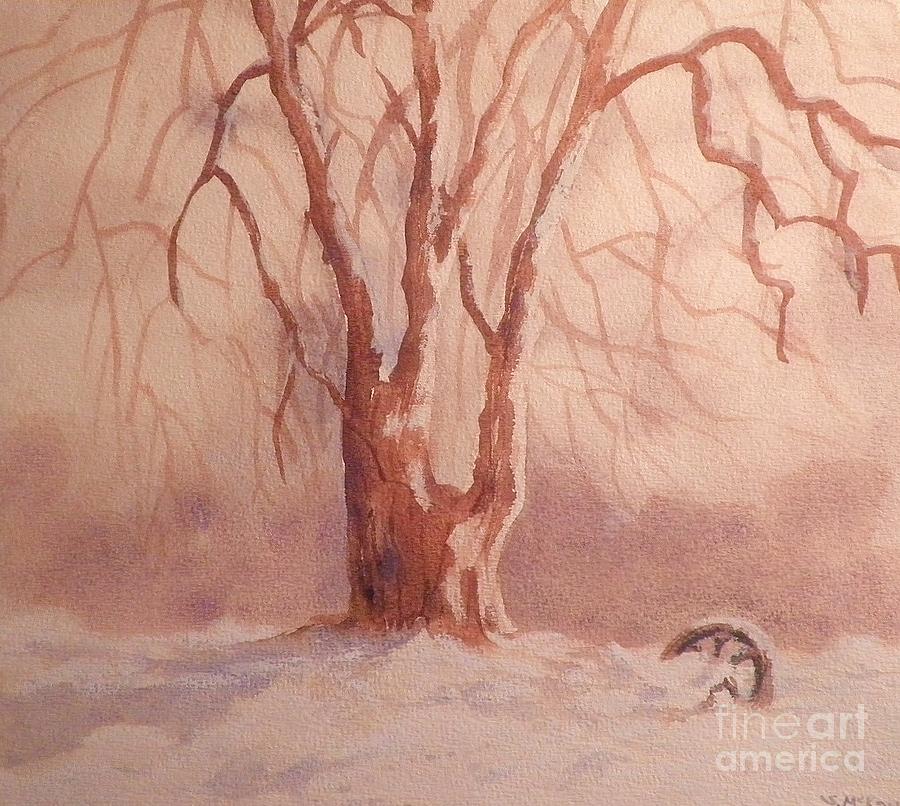 Tree in Snow Painting by Suzanne McKay