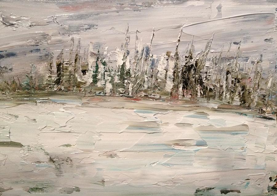 Tree Line on a Grey Winter Day Painting by Desmond Raymond