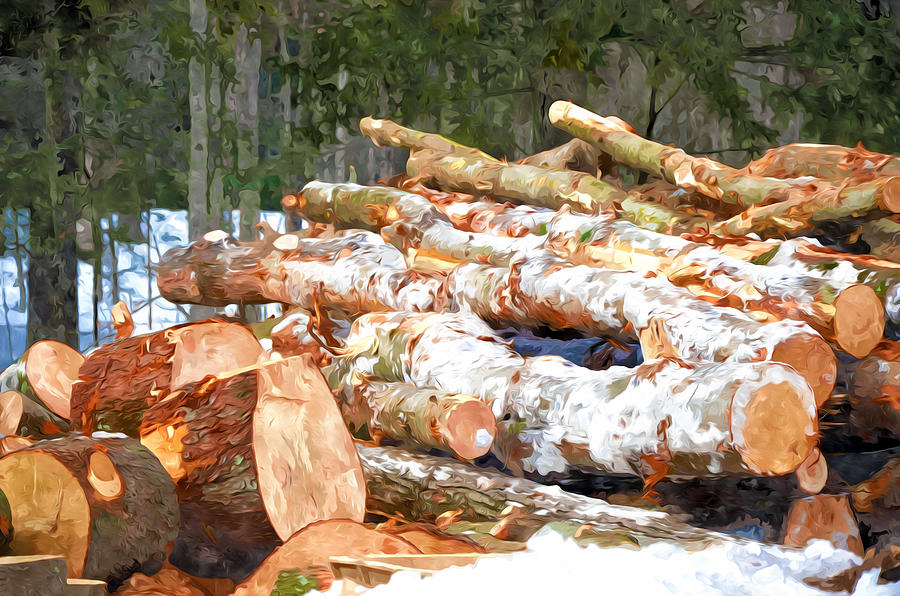 Tree logs Painting by Jeelan Clark Fine Art America