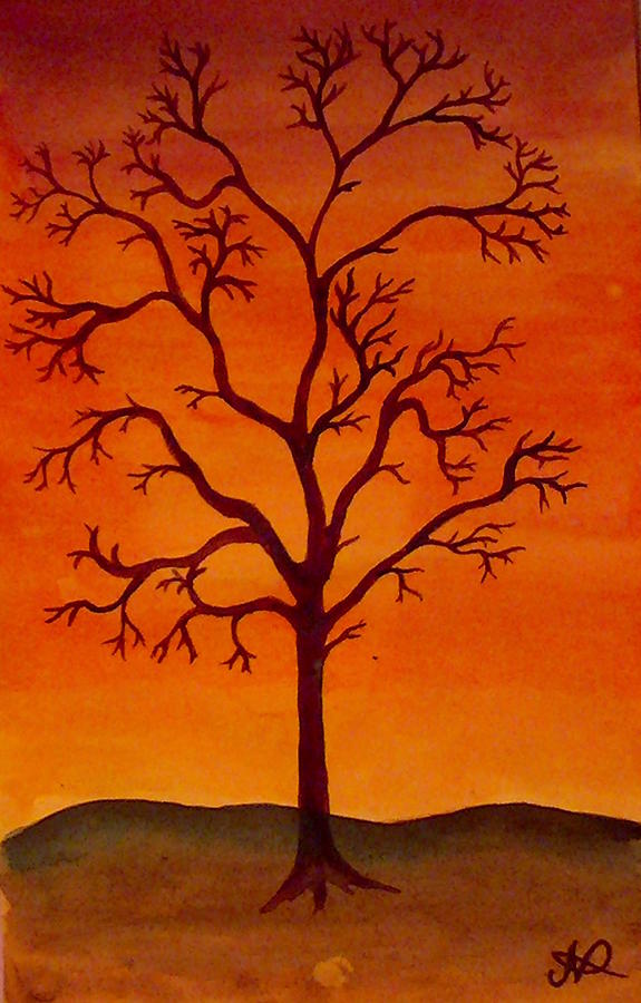 Sunset Painting - Tree by Nieve Andrea
