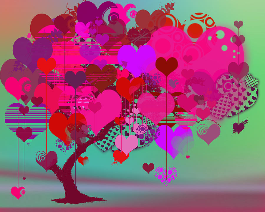 Tree Of Hearts Digital Art by Kami McKeon