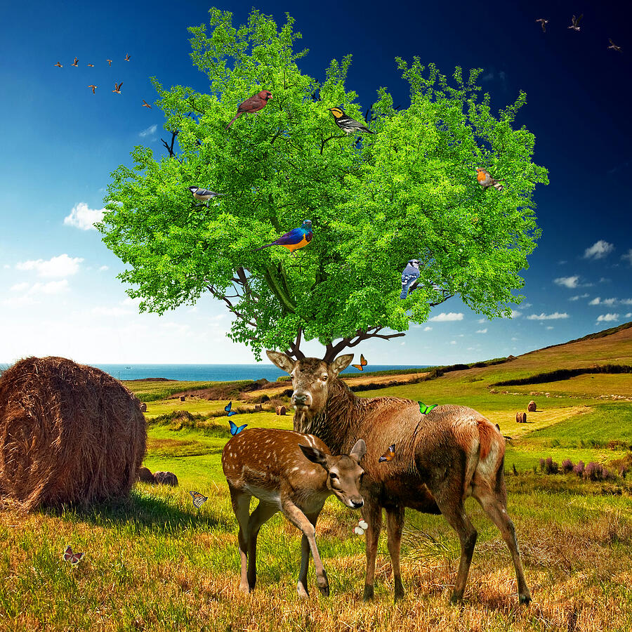 Deer Digital Art - Tree of Life by Marian Voicu
