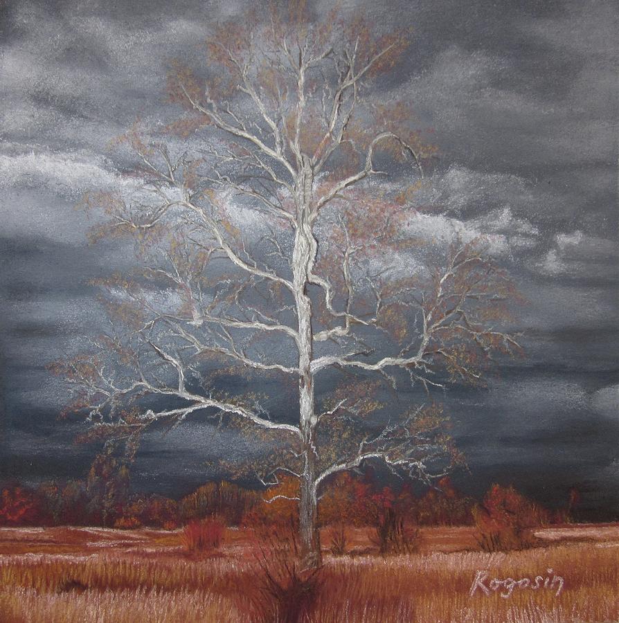 Landscape Pastel - Tree of Light on a Cloudy Day by Harvey Rogosin
