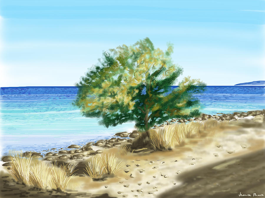 Sunset Painting - Tree on the beach by Veronica Minozzi