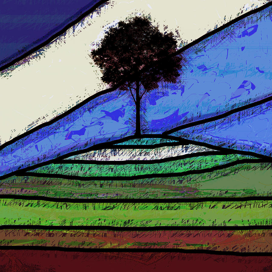 Tree Digital Art - Tree On The Hill by David G Paul