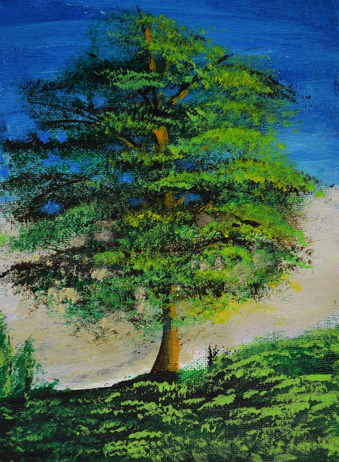 Tree on the hill Painting by P Dwain Morris