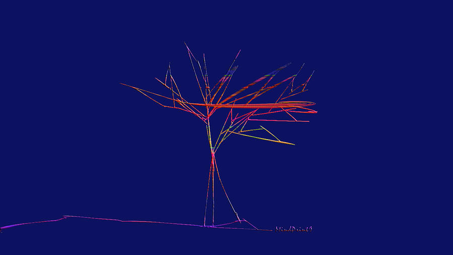 Tree Outline Digital Art by Asok Mukhopadhyay
