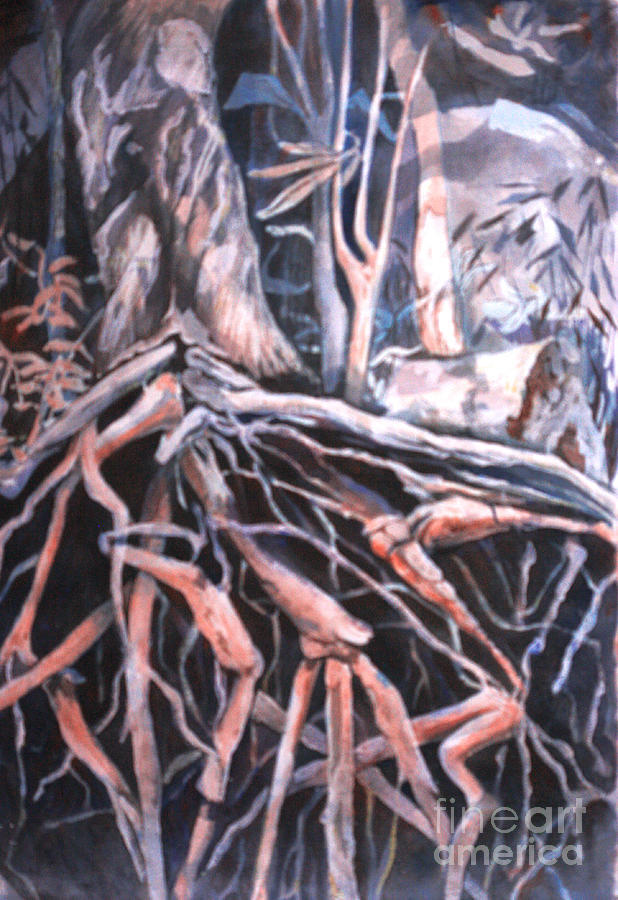 Abstract Painting - Tree Roots by Janet Felts