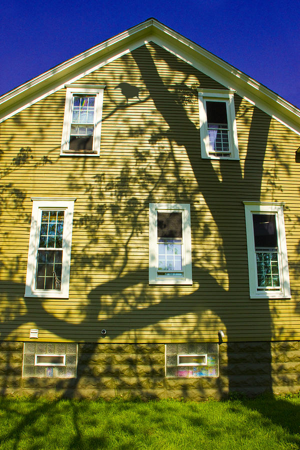 Tree Shadow on the Side of a Yellow House Photograph by Randall Nyhof