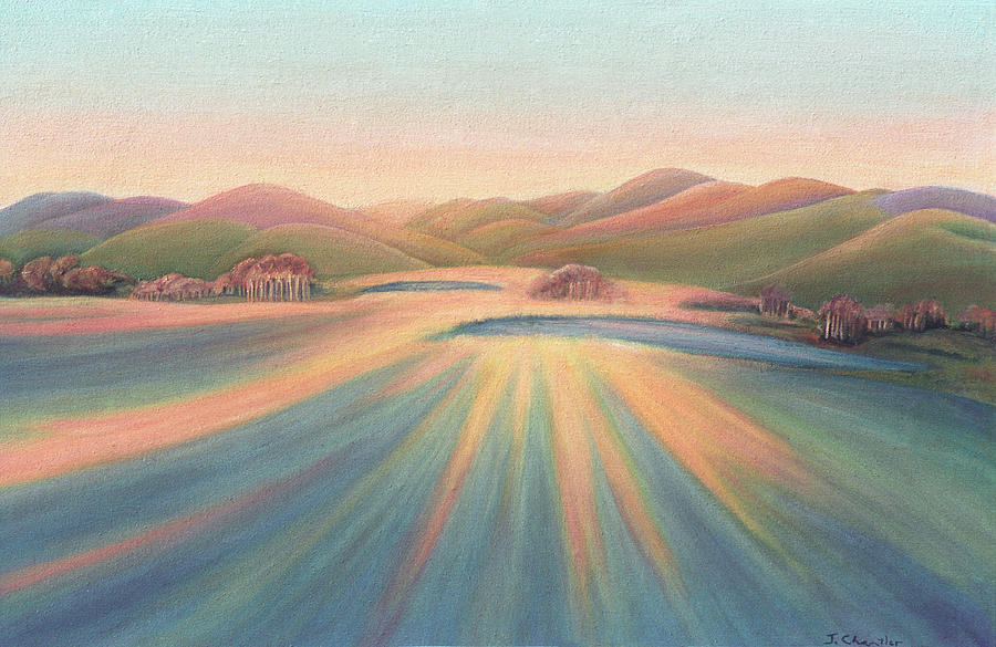 Tree Shadows Sunset Tasmania Painting by Judith Chantler