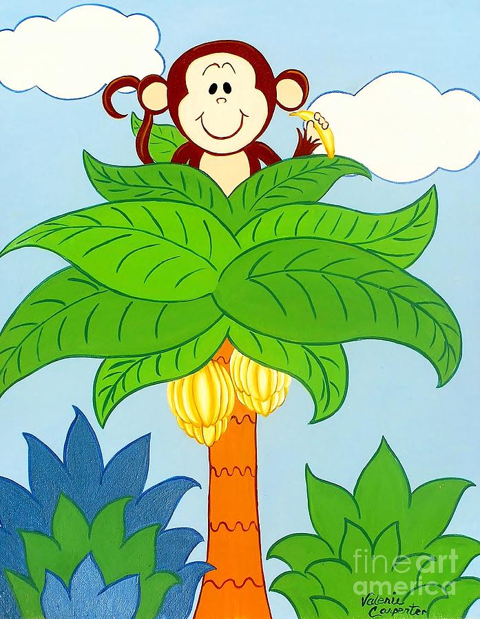 Tree top Monkey Painting by Valerie Carpenter