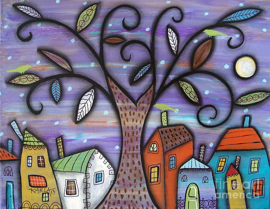 Bird Painting - Tree Town by Karla Gerard