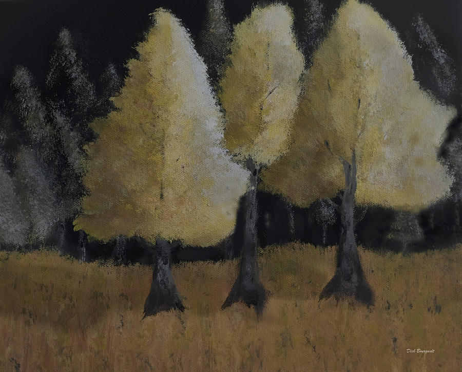 Tree Trio Painting by Dick Bourgault