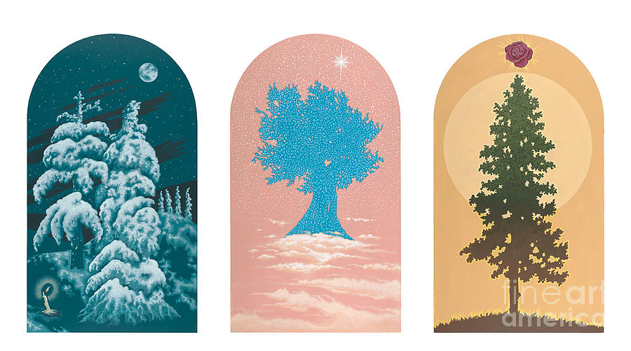 Tree Triptych for Rivera Funeral Home 220 Painting by William Hart McNichols