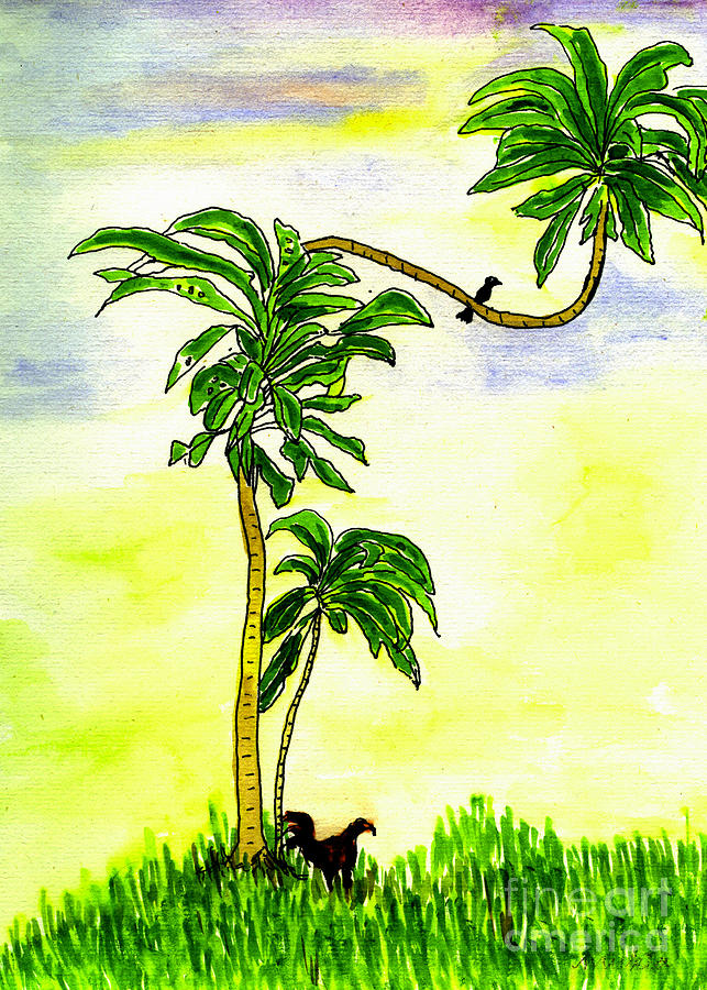 Tree with birds Painting by Mukta Gupta