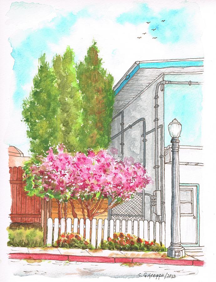 Tree with pink flowers in Santa Paula - California Painting by Carlos G Groppa