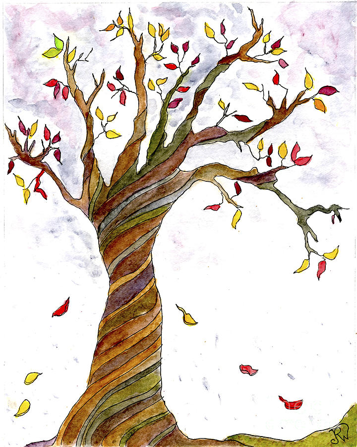 Tree with twisted bark Painting by Paula Joy Welter