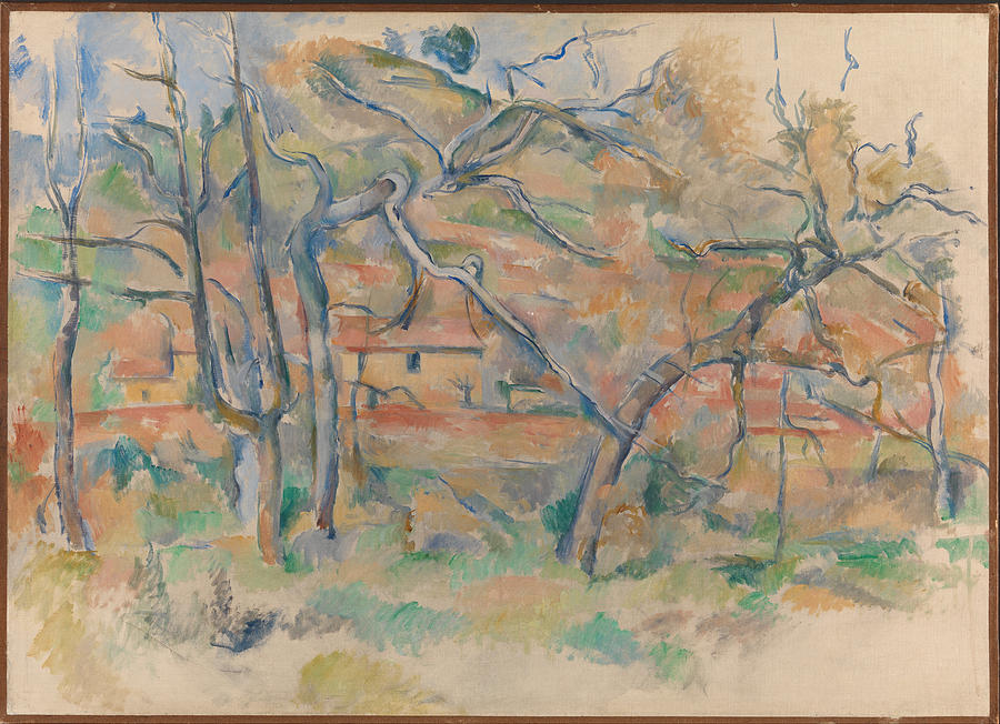 Trees and houses Provence Painting by Paul Cezanne