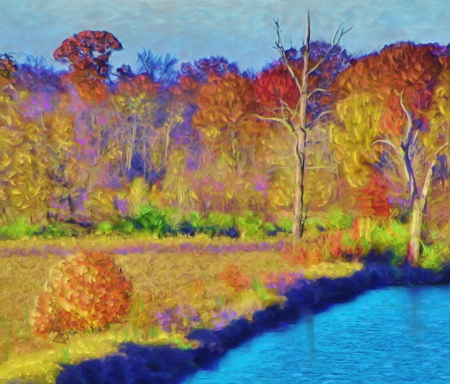 Trees And Lake In Fall Painting by Susanna Katherine