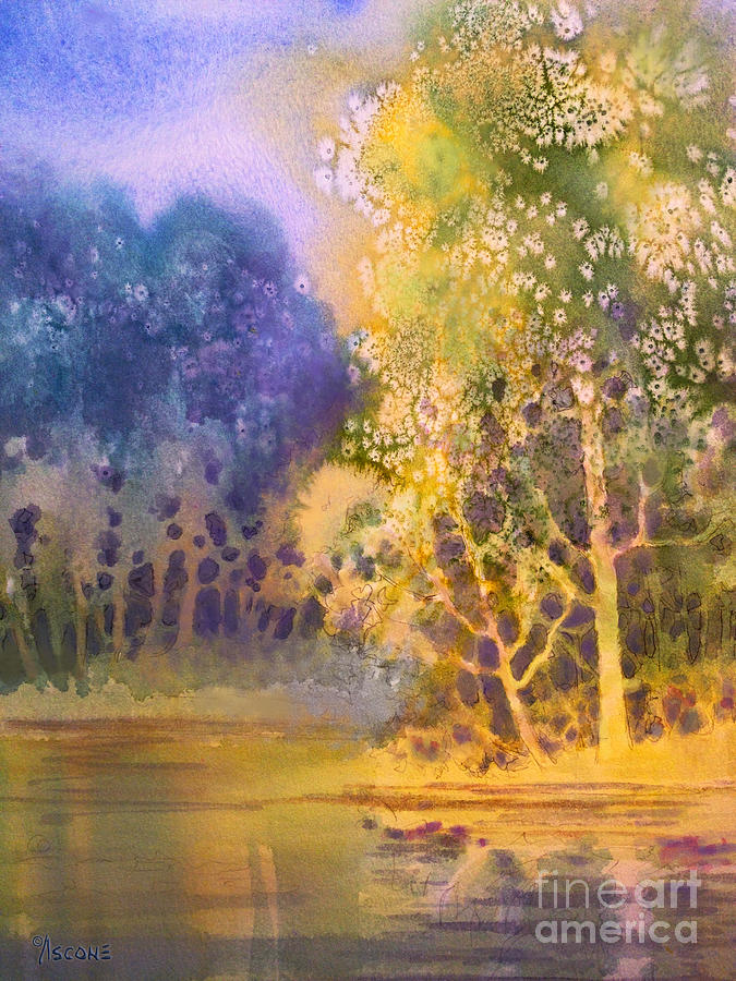 Trees and Water Painting by Teresa Ascone