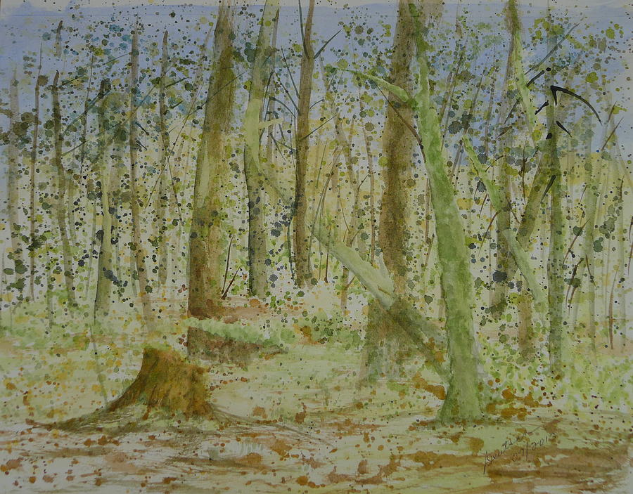 Trees around Newhalem Campground Painting by Joel Deutsch