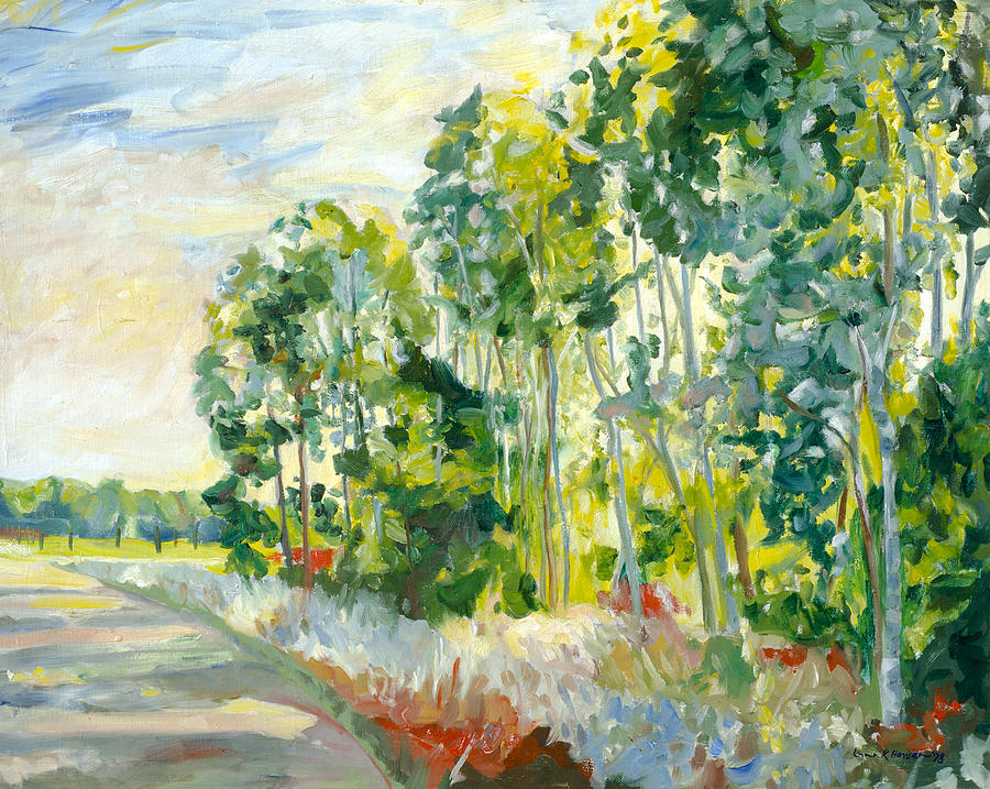 Trees By a Road Painting by Lynn Hansen