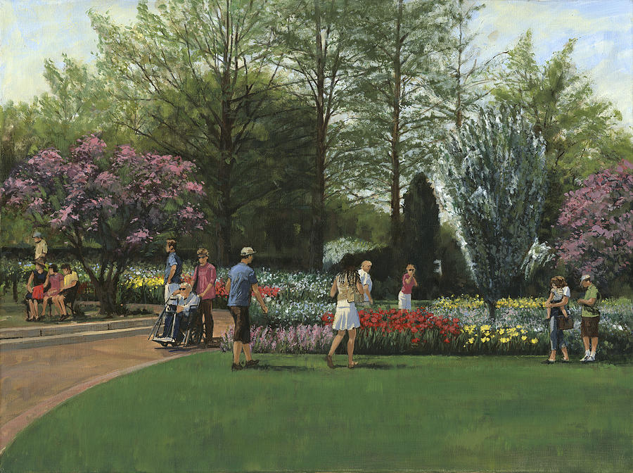 St. Louis Painting - St. Louis Botanical Garden Trees by Don  Langeneckert