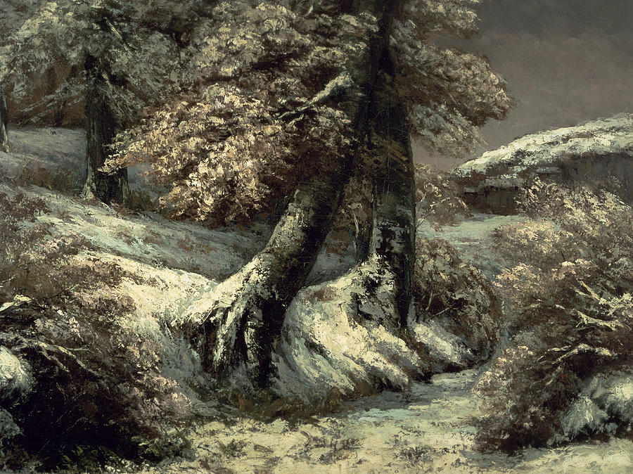 Gustave Courbet  Painting - Trees in the Snow by Gustave Courbet